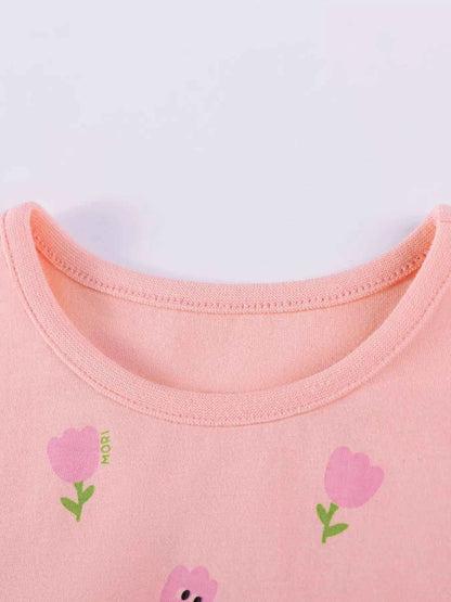 Children's Floral Print Tulle Layered Dress