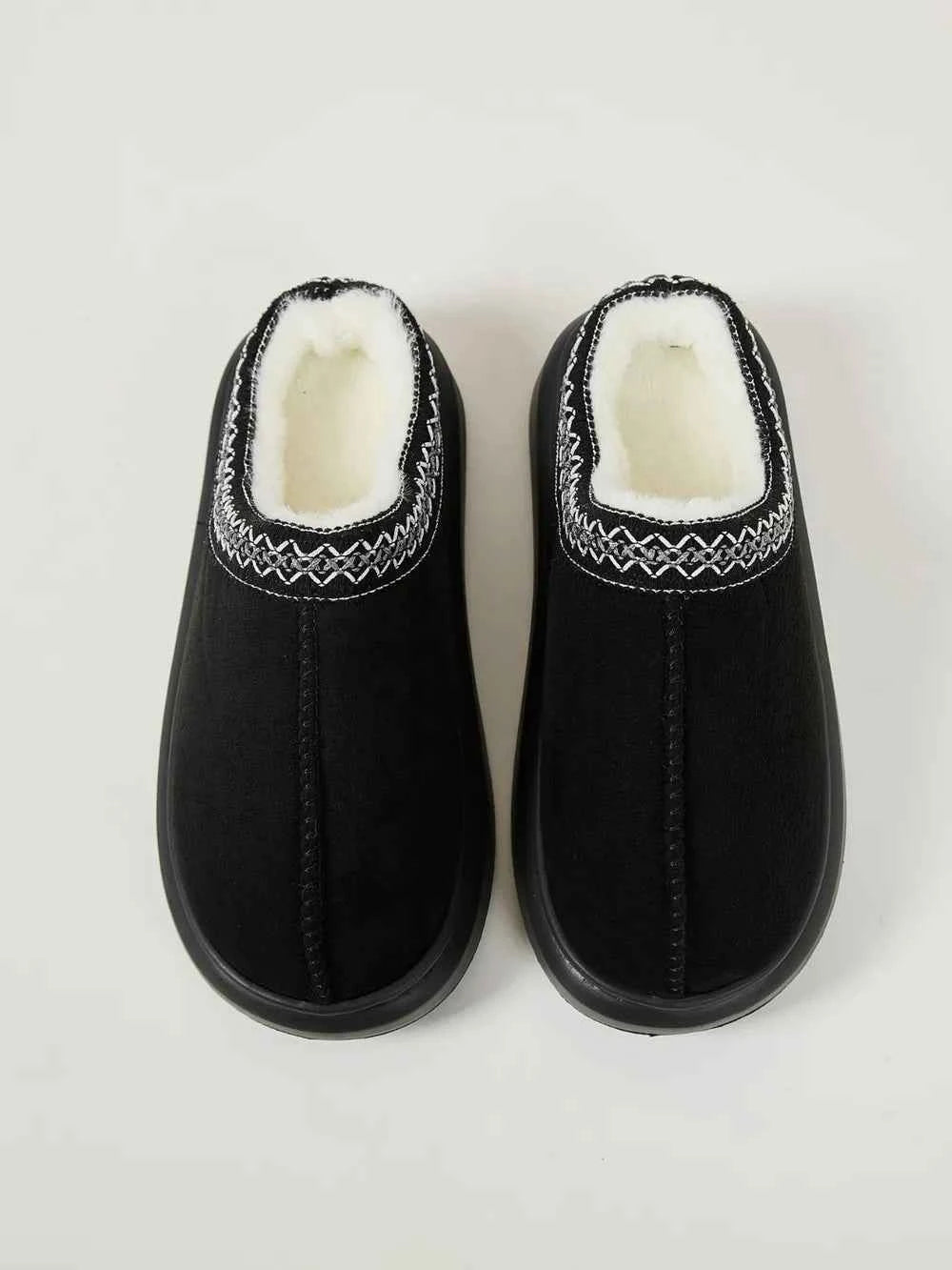 Faux Fur Suede Platform Slippers