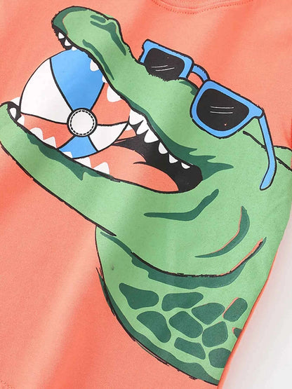 Children's Crocodile Graphic Print Short Sleeve T-Shirt