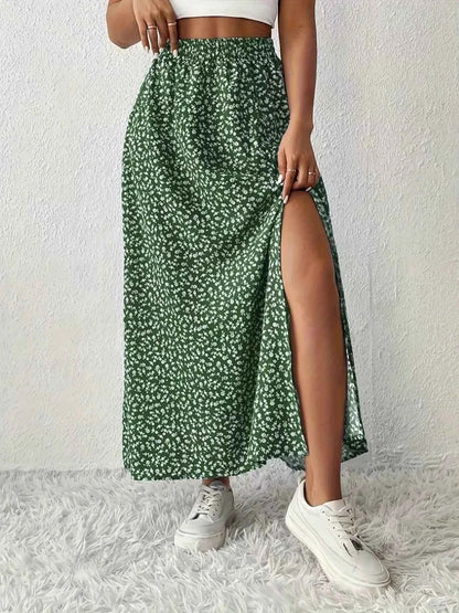 Slit Printed Skirt