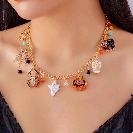 Halloween Charm Necklace with Festive Pendant Collection