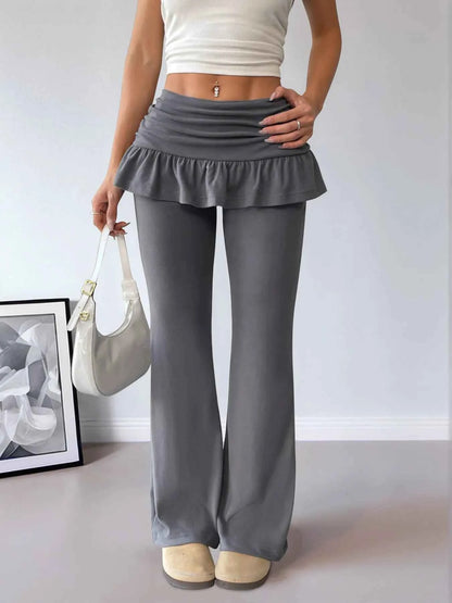 High-Waisted Ruffle Pants