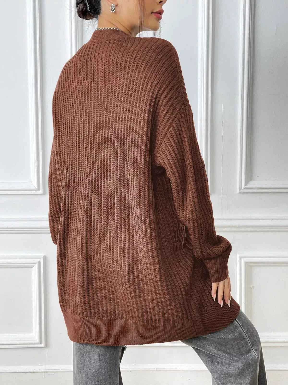 Open Front Drop Shoulder Cardigan