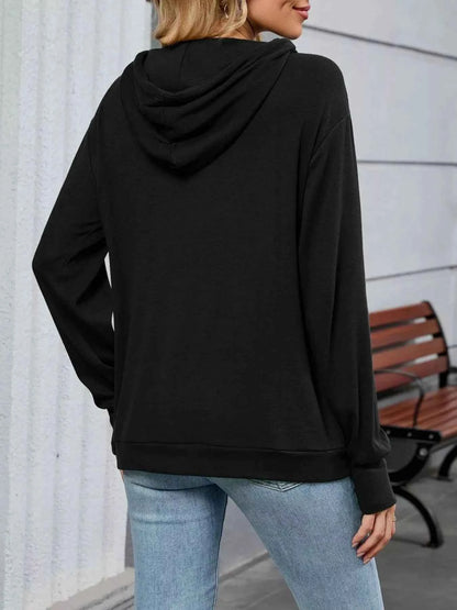 Contrast Letter Graphic Drawstring Long Sleeve Hoodie
