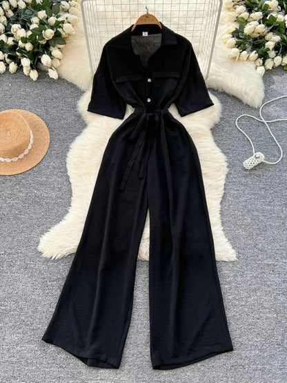 Tie Waist Wide Leg Jumpsuit