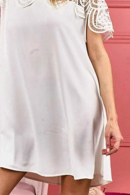 BiBi Crochet Lace Yoke Detailed Wrinkled Dress