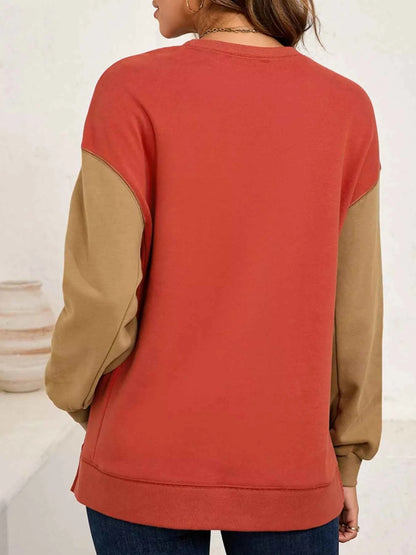 Halloween Glitter Ghost Patched Pattern Color Block Sweatshirt