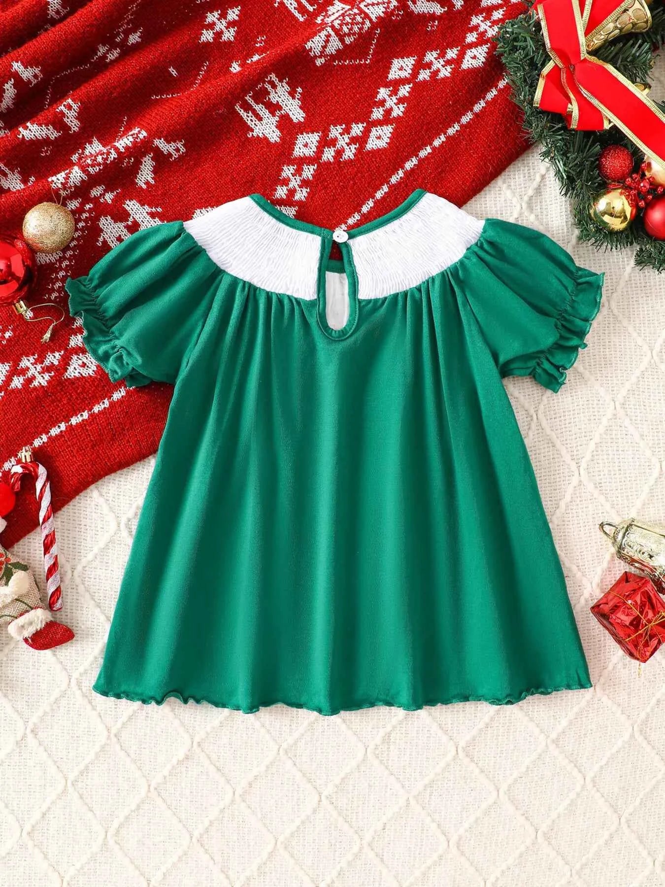 Children's Christmas Embroidered A-Line Dress