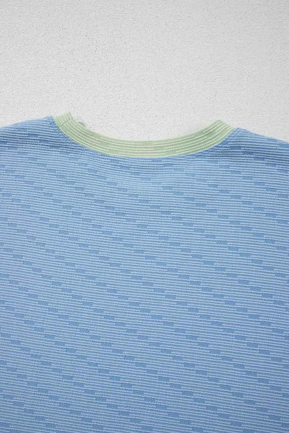 Contrast Round Neck Top and Shorts Set