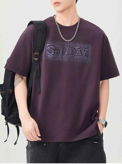 Men's Plus Size Letter Round Neck Short Sleeve T-Shirt