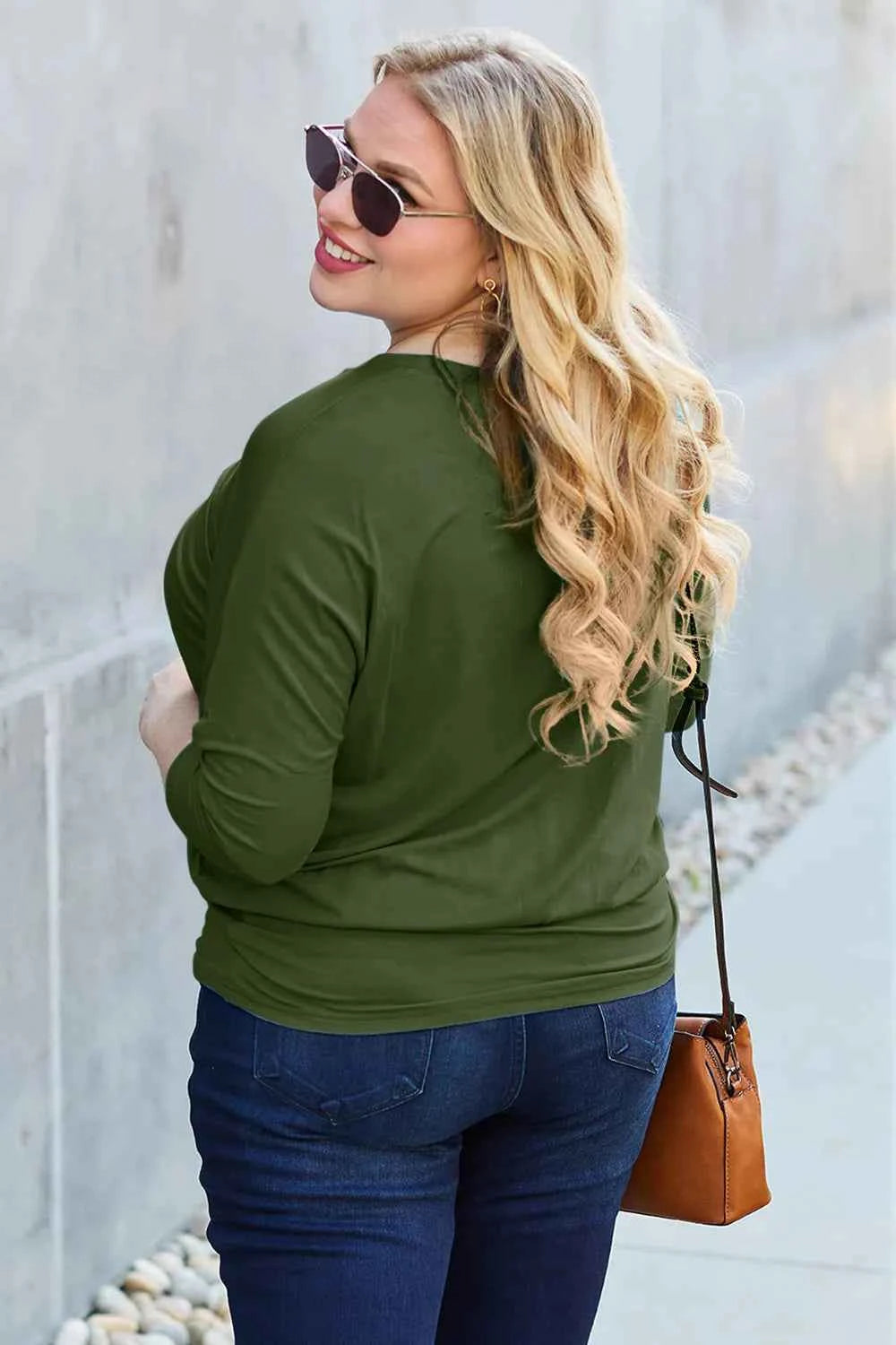 Basic Bae Full Size Round Neck Batwing Sleeve Top