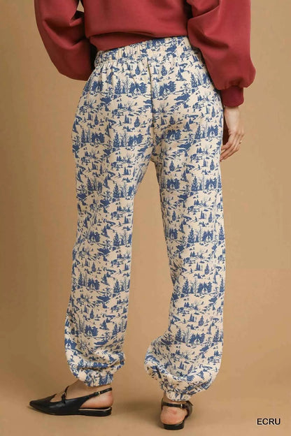 Umgee Scenic Print Casual Sweatpants