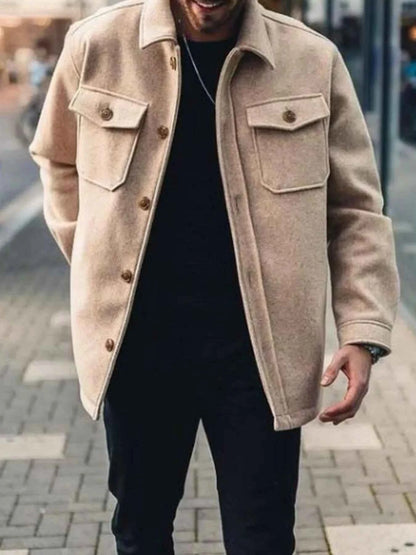 Men's Full Size Button Up Long Sleeve Jacket Plus Size