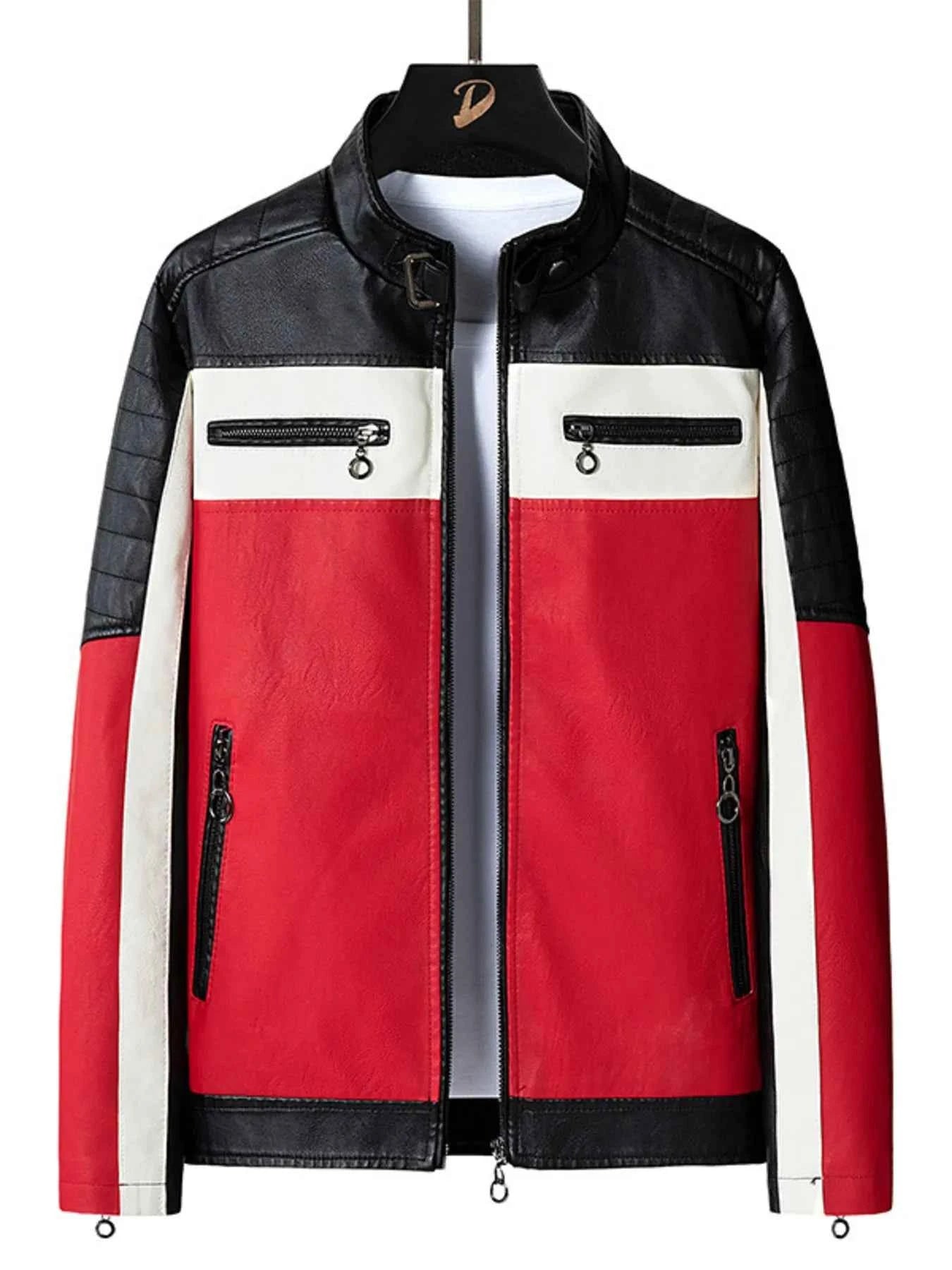 Men's Plus Size Zip Up Long Sleeve Contrast Jacket