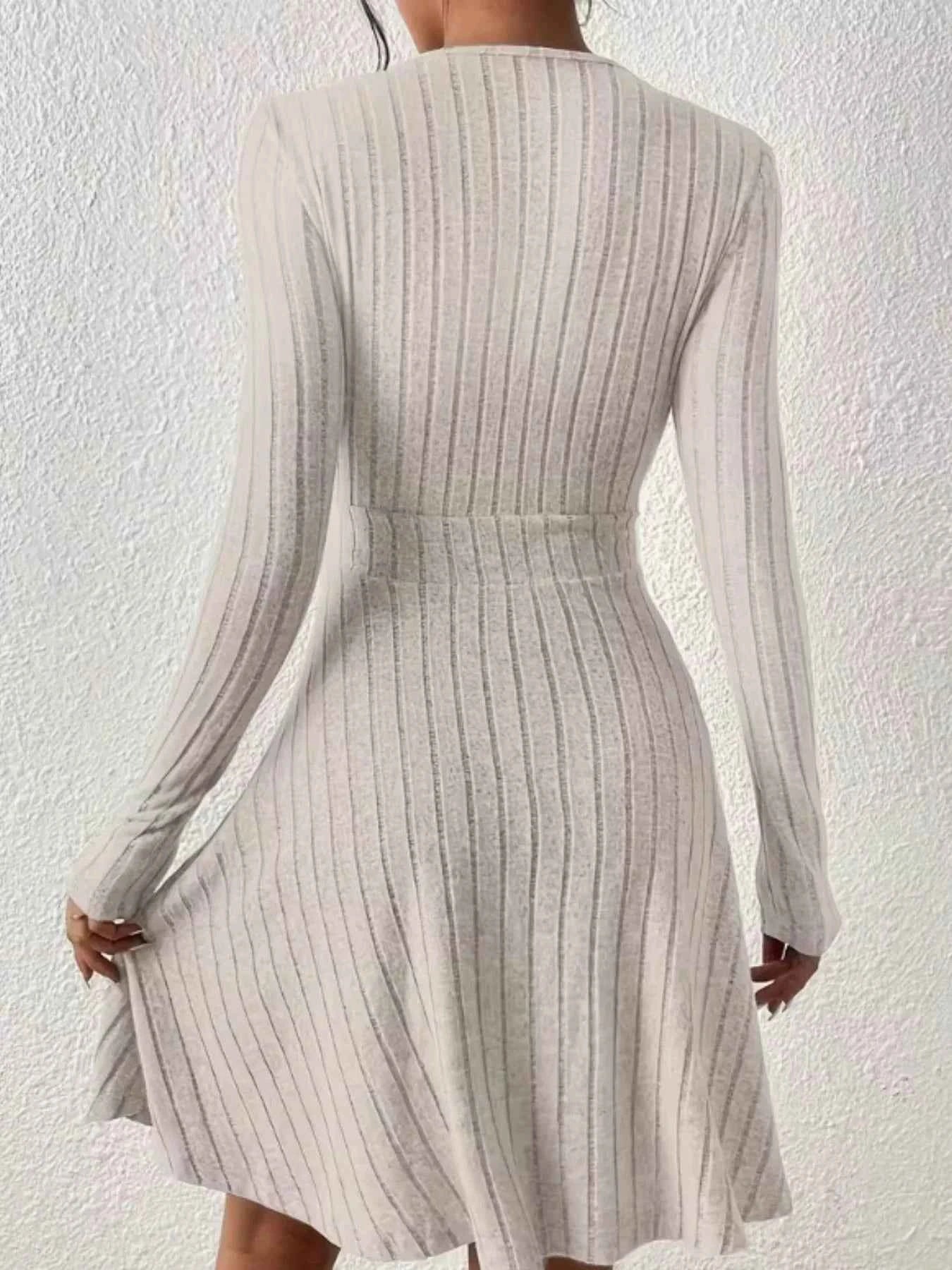 Ribbed Knit Wrap Mini Dress
