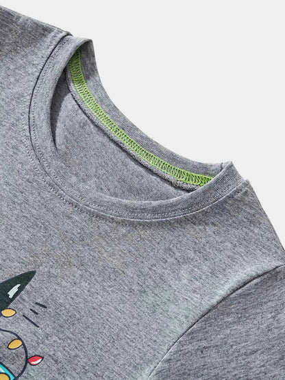 Children's Dinosaur Christmas Tree Graphic Long Sleeve T-Shirt