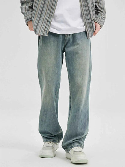 Men's Washed Wide Leg Jeans
