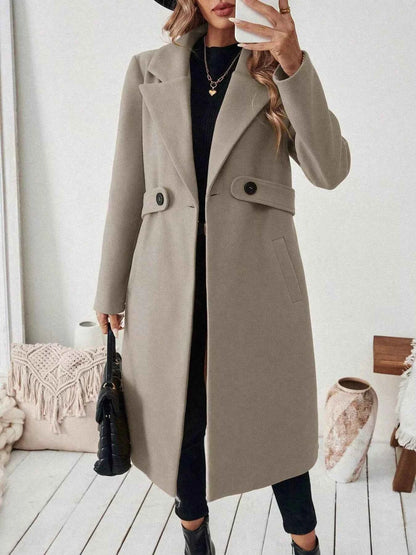 One Button Wool Blend Overcoat