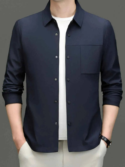 Men's Plus Size Button Up Long Sleeve Jacket