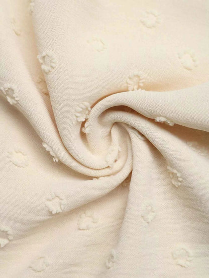 Swiss Dot Ruffled Button-Down Shirt