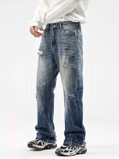 Men's Distressed Wide Leg Jeans