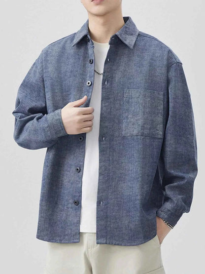 Men's Plus Size Button Up Long Sleeve Shirt