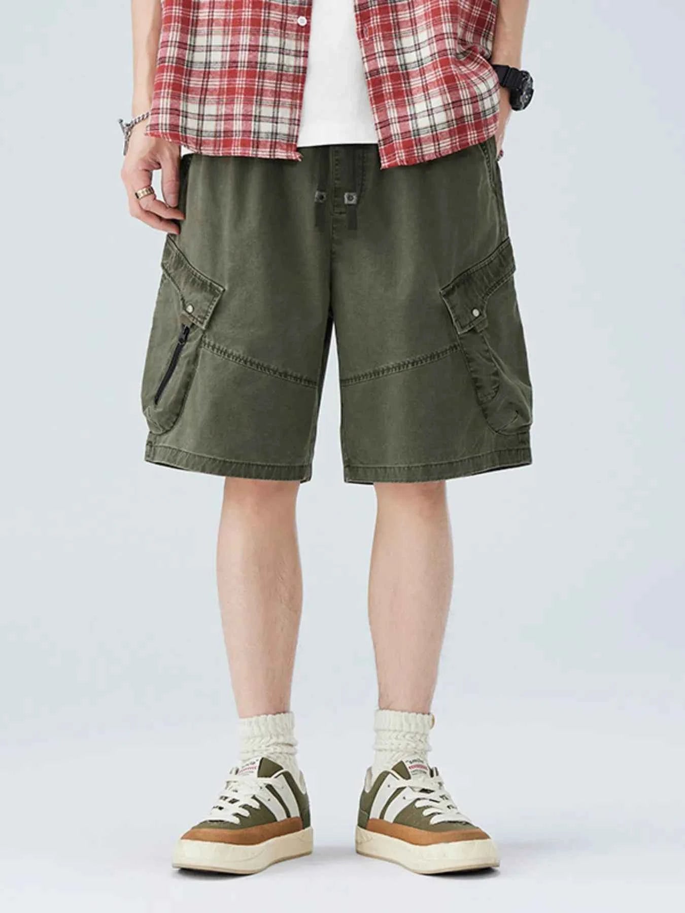 Men's Plus Size Cargo Shorts with Multiple Pockets
