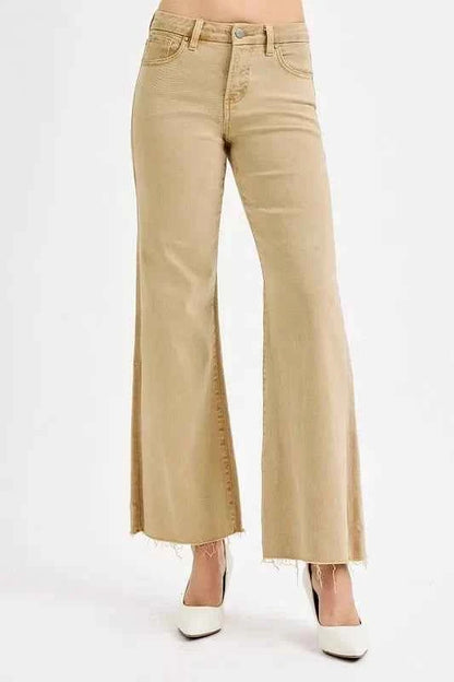 RISEN Full Size Raw Hem Wide Leg Jeans Plus Size