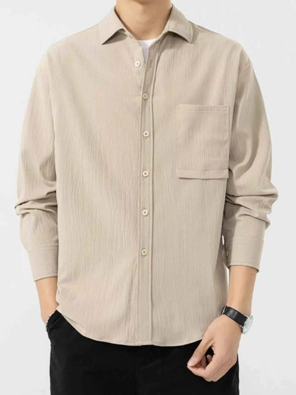 Men's Plus Size Button Up Long Sleeve Shirt
