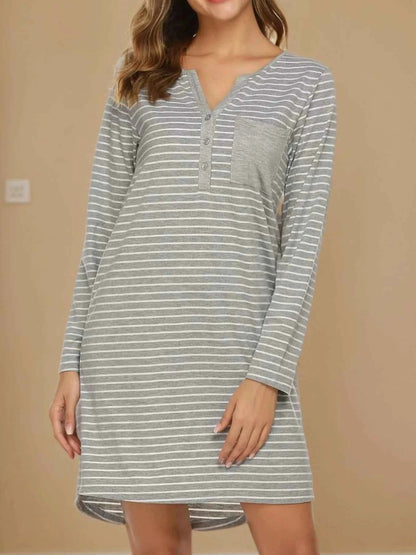 Striped Long Sleeve Lounge Dress