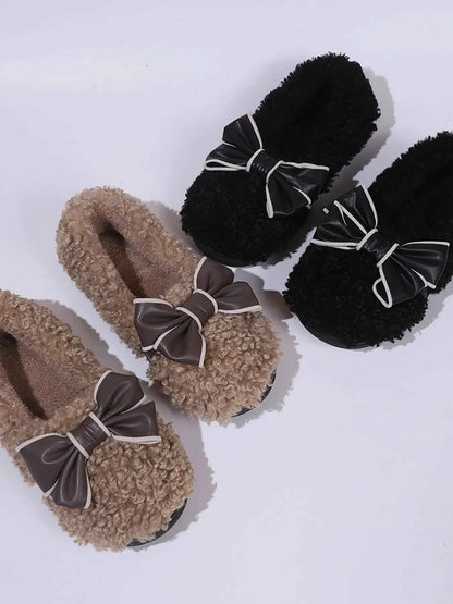 Cozy Bow-Knot Fluffy Indoor Slippers