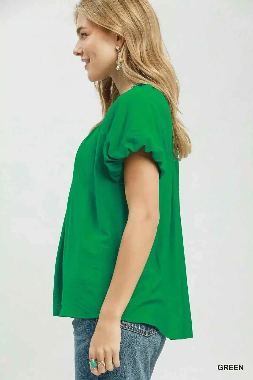 Umgee Gathered V-Neck Top
