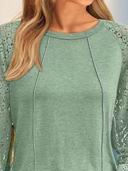 Round Neck Lace Sleeve Blouse