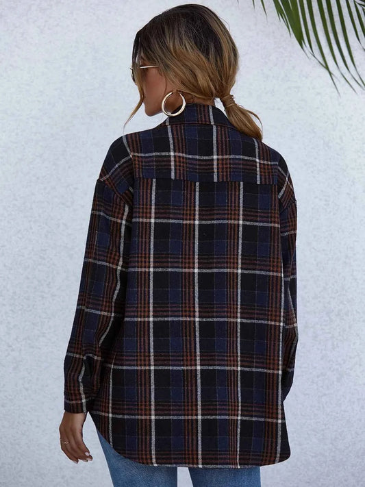 Plaid Button-Up Long Sleeve Shirt