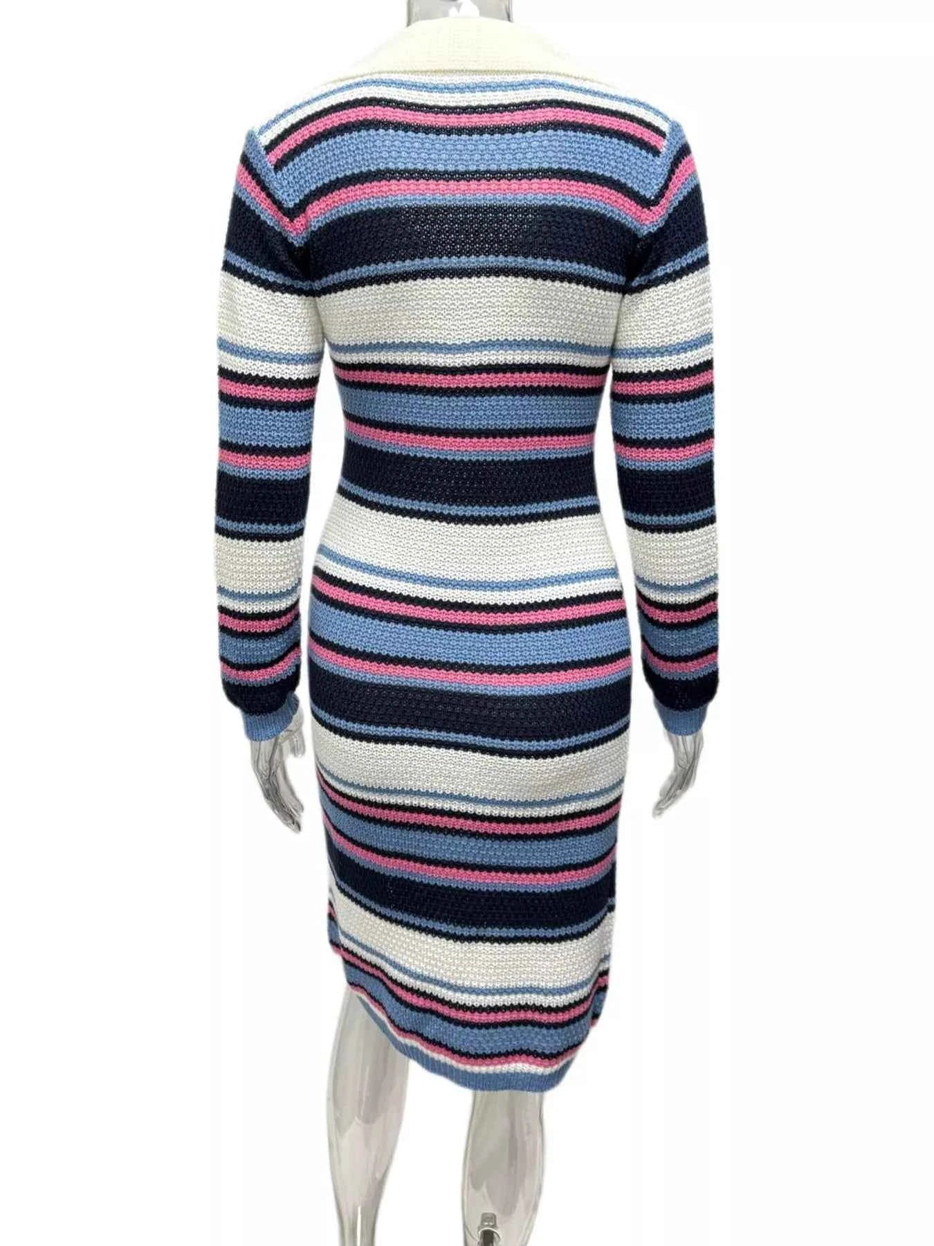 Striped Knitted Bodycon Sweater Dress