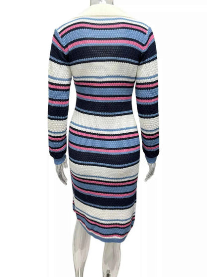 Striped Knitted Bodycon Sweater Dress