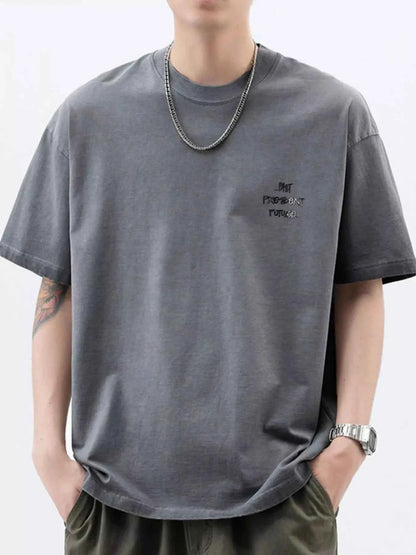 Men's Plus Size Oversized Round Neck Letter Graphic T-Shirt