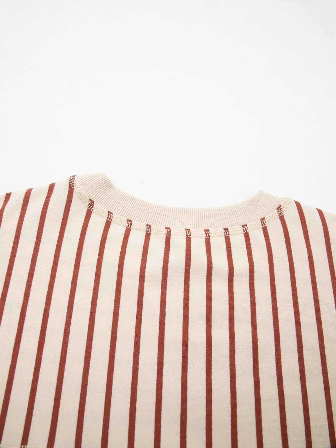 Striped Crew Neck Casual Sweatshirt