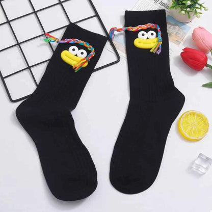 Cartoon Ribbed Knit Crew Socks
