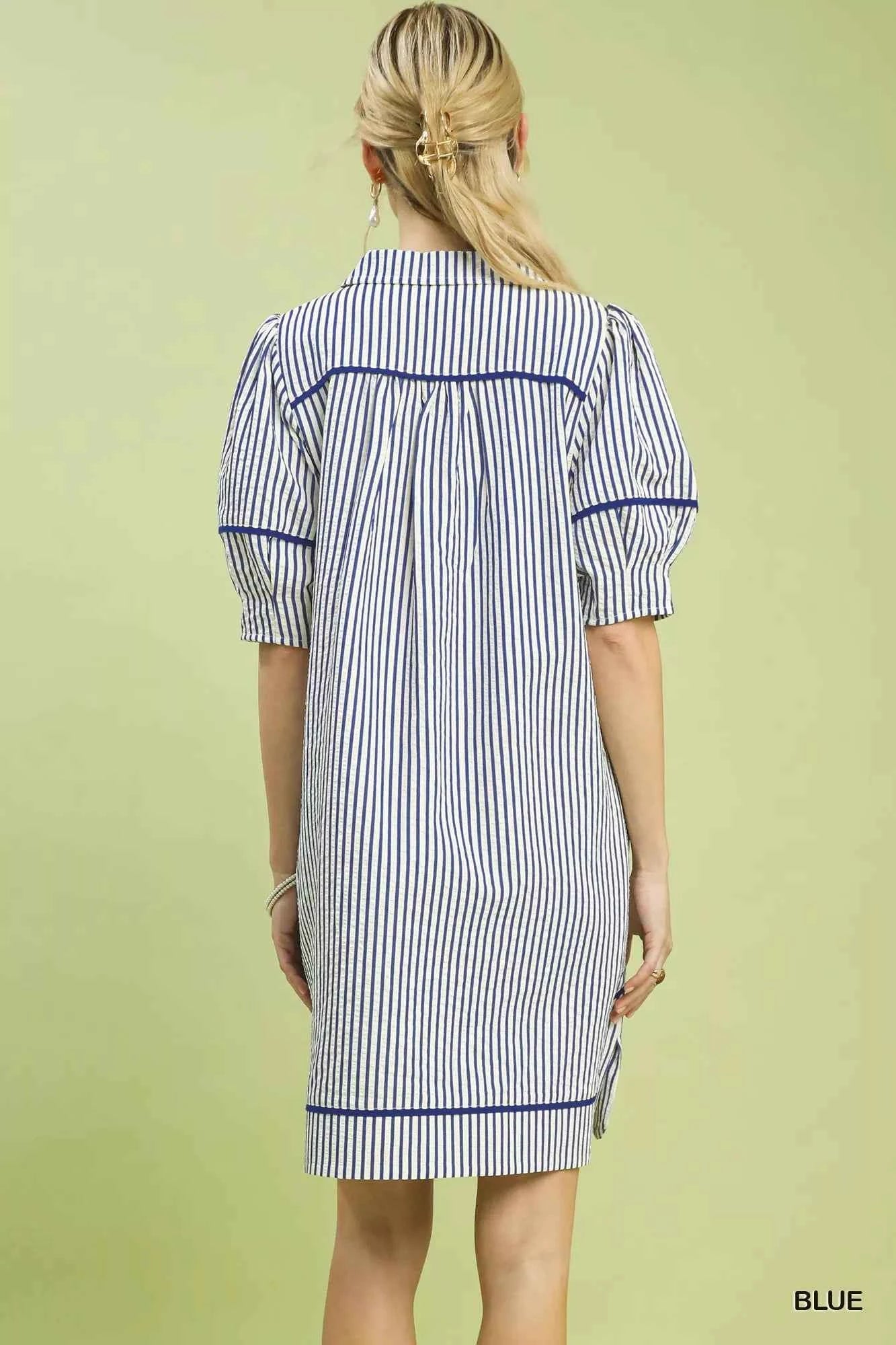 Umgee Stripe Collared Shift Dress