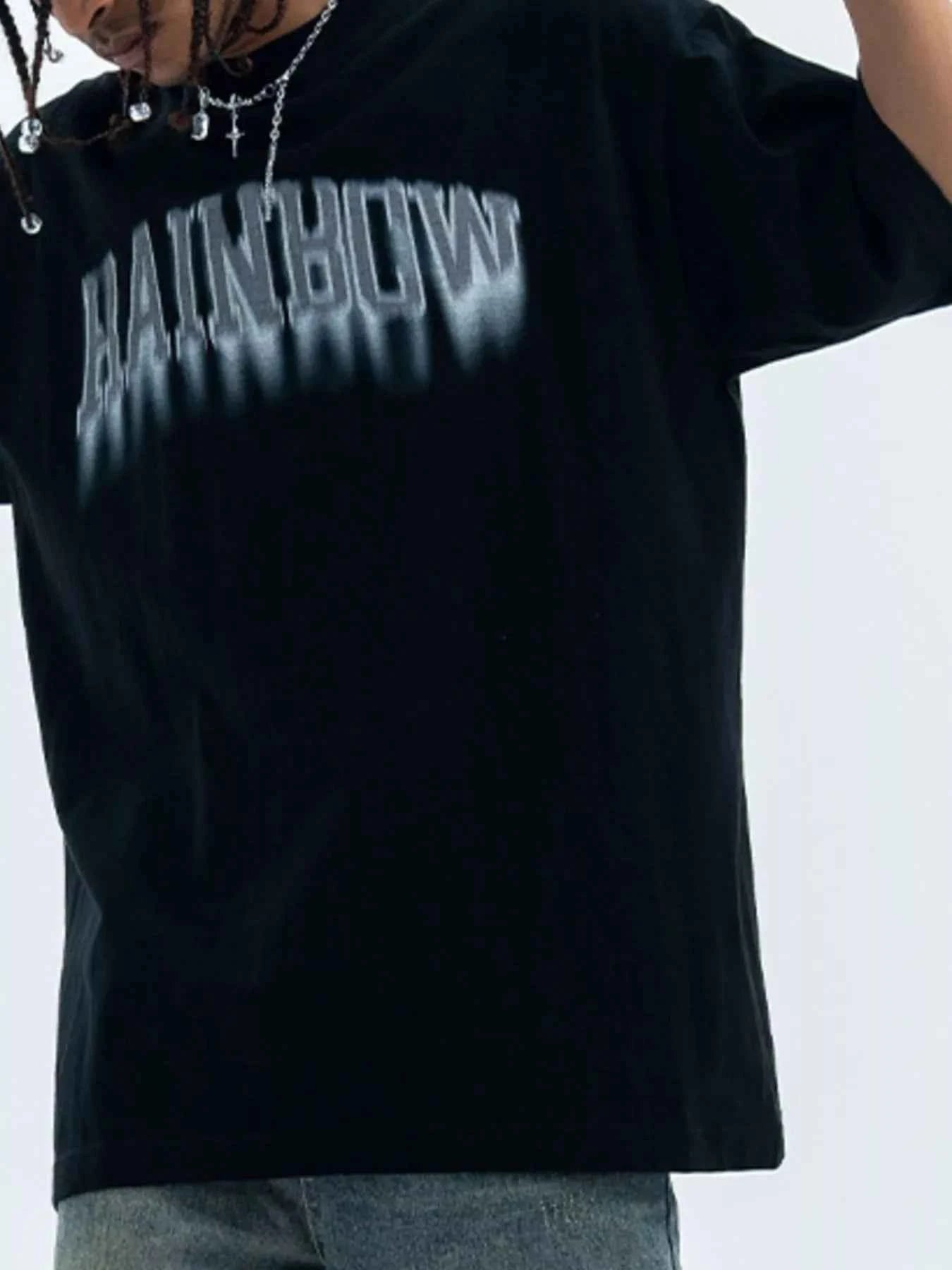 Men's Letter Round Neck Short Sleeve T-Shirt