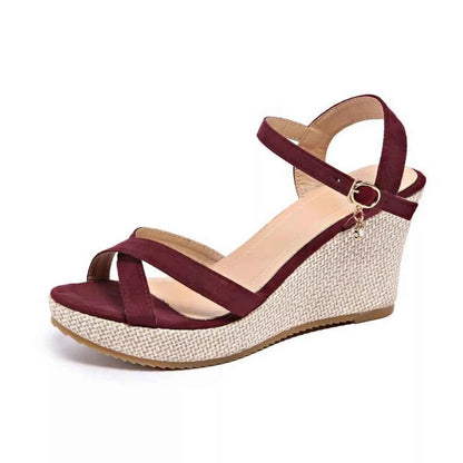 Crisscross Open Toe Wedge Sandals