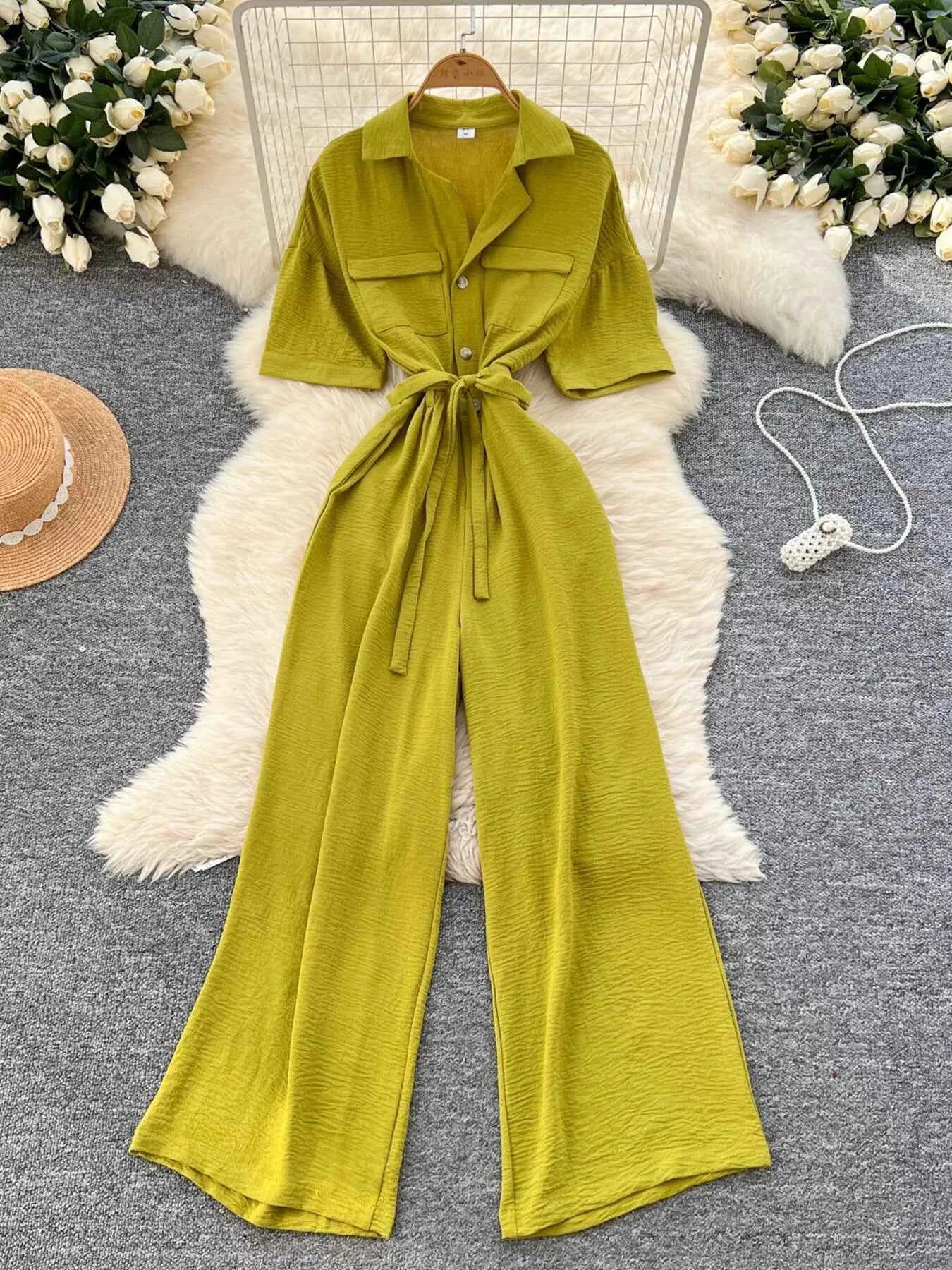 Tie Waist Wide Leg Jumpsuit
