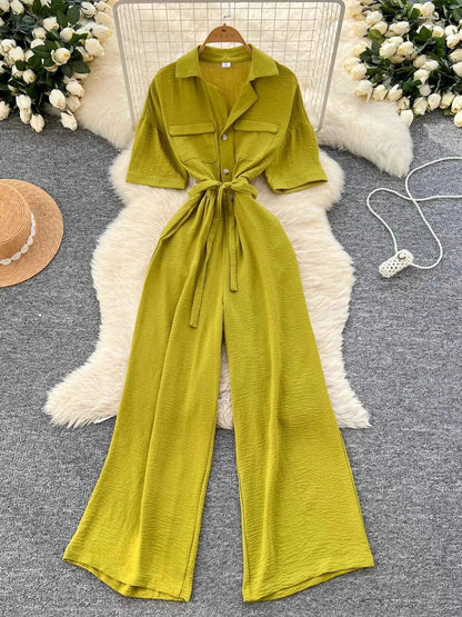Tie Waist Wide Leg Jumpsuit