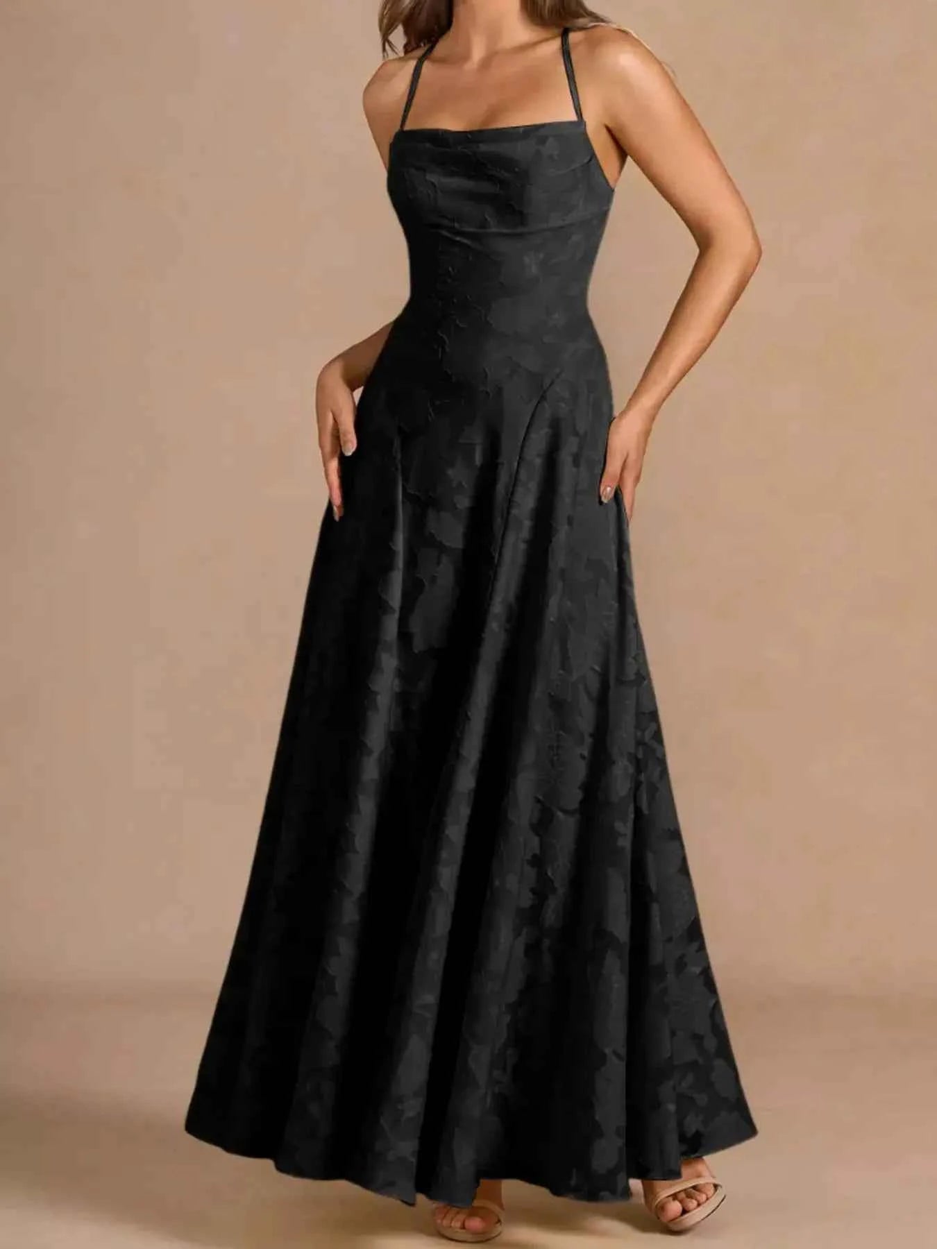Lace Up Back Spaghetti Strap Maxi Dress