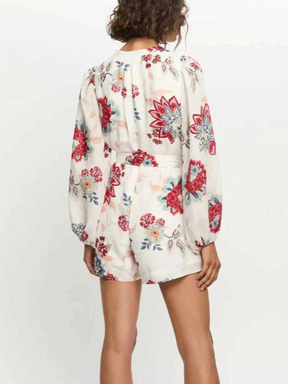 Floral Print Long Sleeve Romper