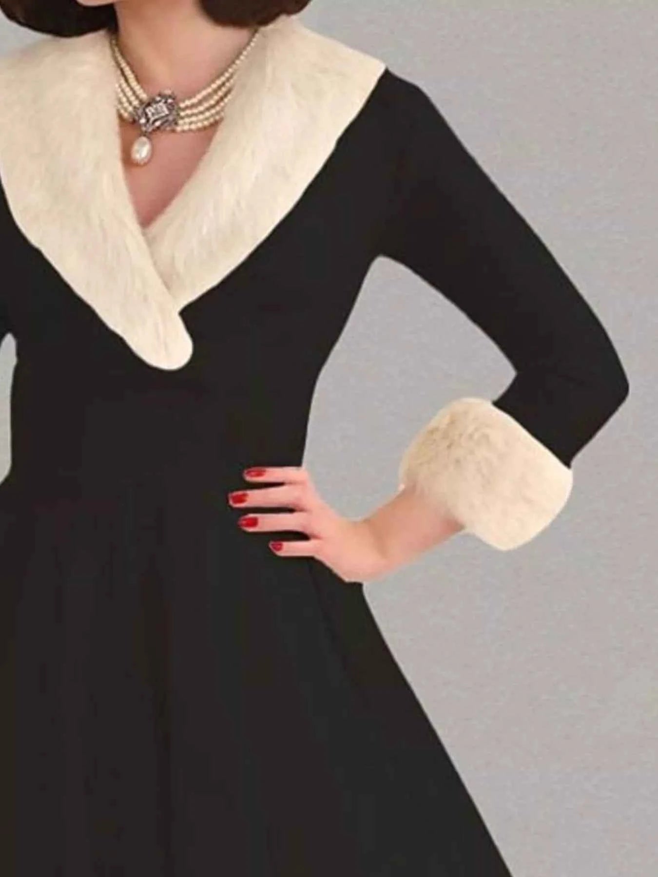 Faux Fur Trim Christmas Dress