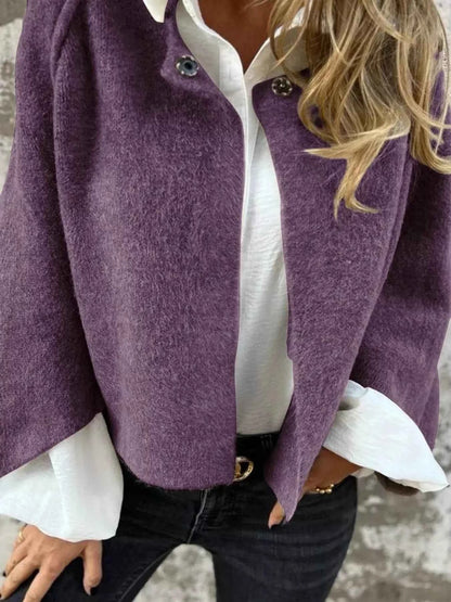 Full Size Dropped Shoulder Fuzzy Knit Cardigan Plus Size