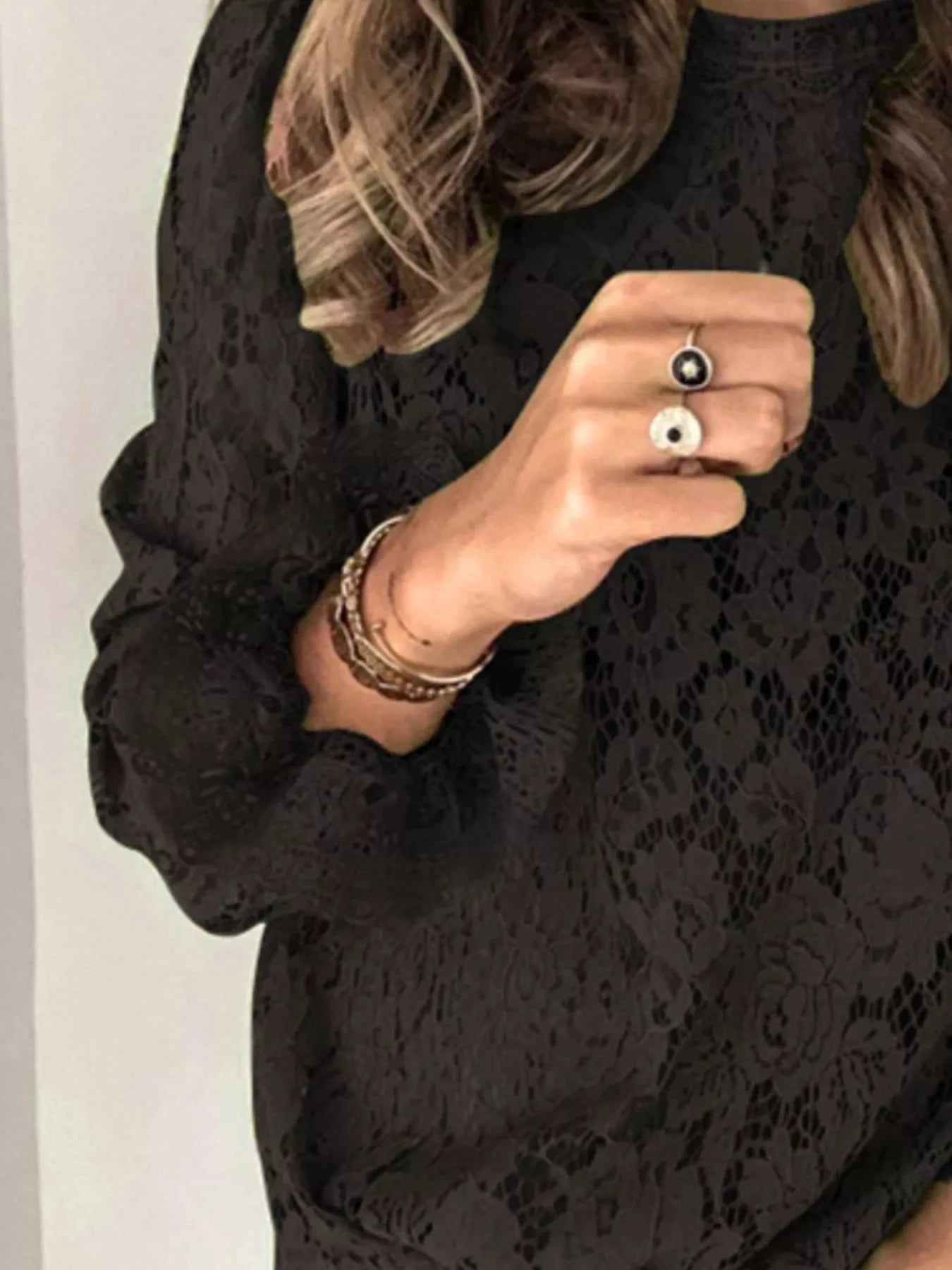Full Size Floral Lace Flounce Sleeve Blouse Plus Size
