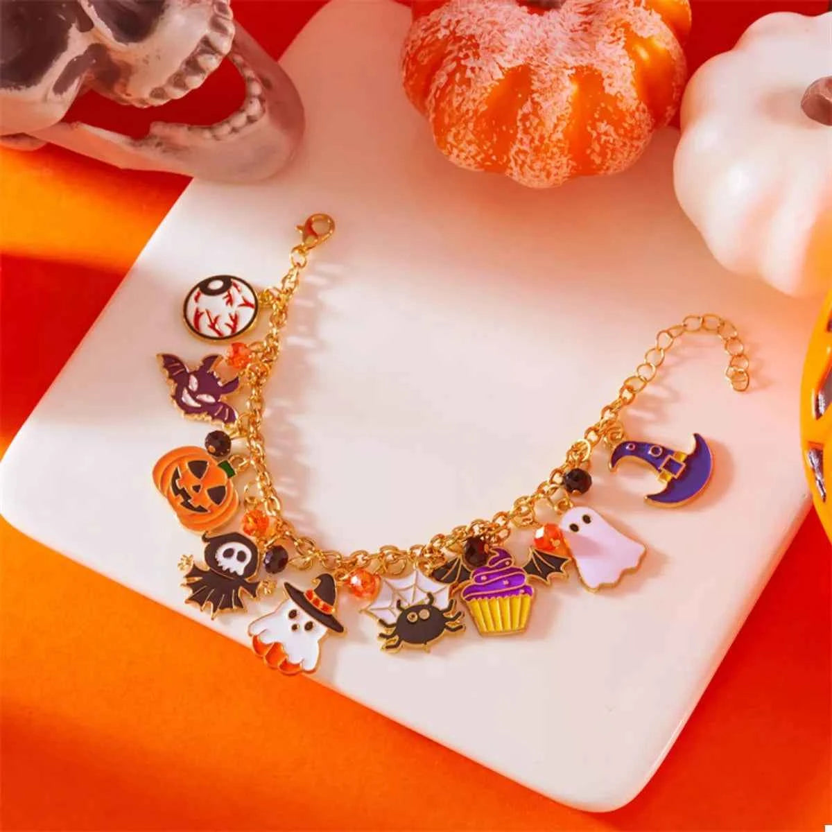 18K Gold-Plated Halloween Charm Bracelet